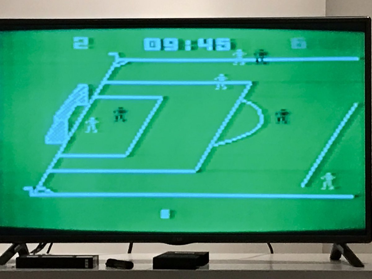 SonofJackX's tweet photo. "Intellivision's football game is so realistic you'll think you're really there." Really? REALLY? #oldVHS lies https://t.co/LlWyNPWysQ