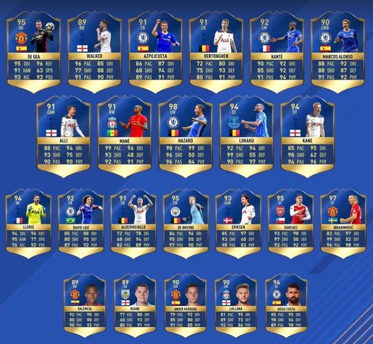 FIFA18Tips's tweet image. Confirmed EPL TOTS Coming friday! These are INSANE