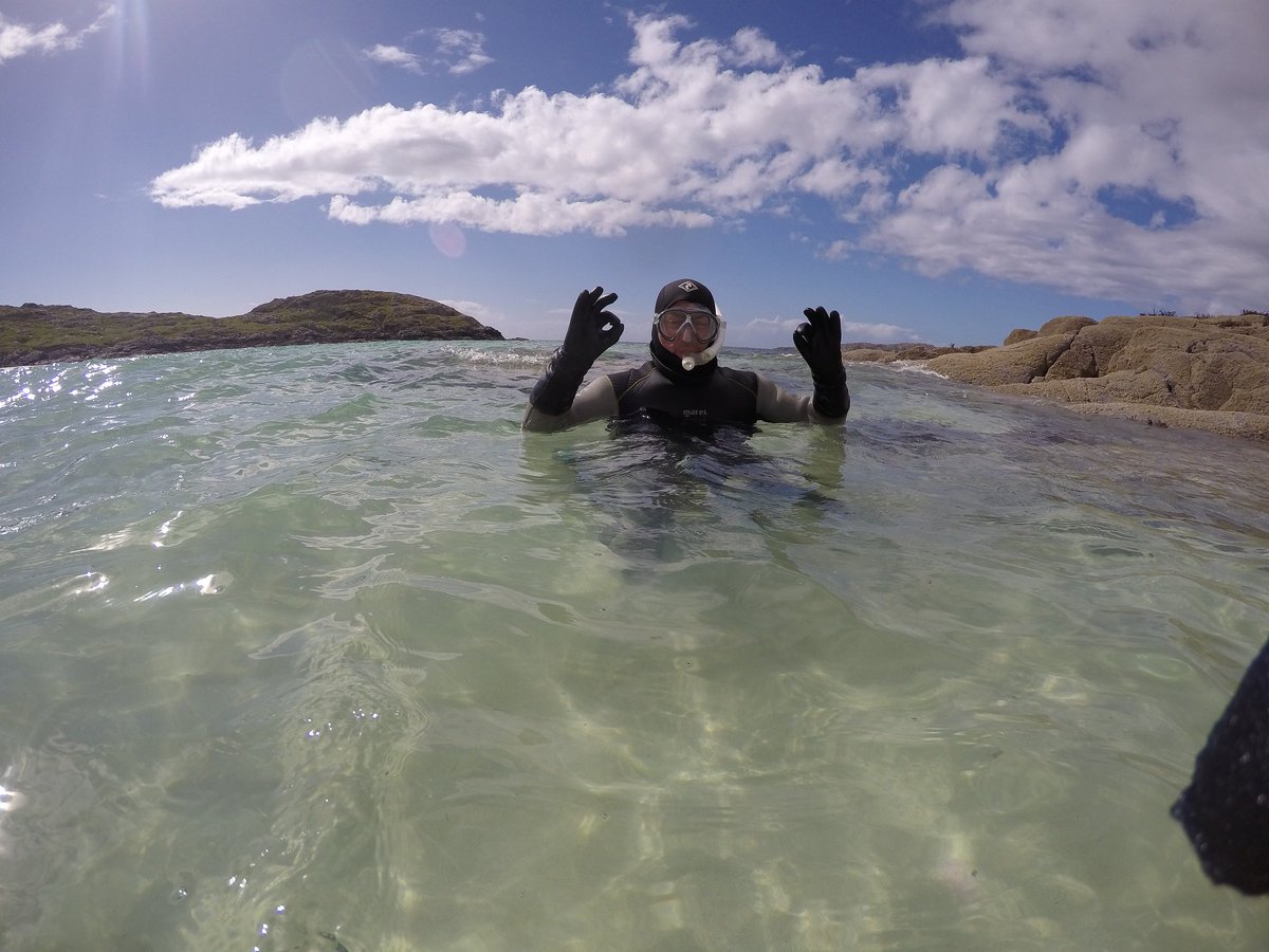 klondyker's tweet photo. Snorkeling at Achmelvich by Lochinver on the @ScotWildlife NW Highland Snorkel Trail today. Clarity of water amazing. #snorkel #scotland https://t.co/fkmNRaoGjV