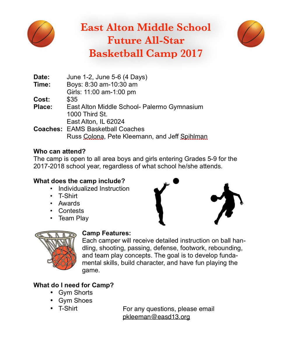 eams6th's tweet photo. EAMS Future All Star Basketball Camp is fast approaching. 
June 1-2 and 5-6. Sign up! @13easd https://t.co/el4UBz5W0q