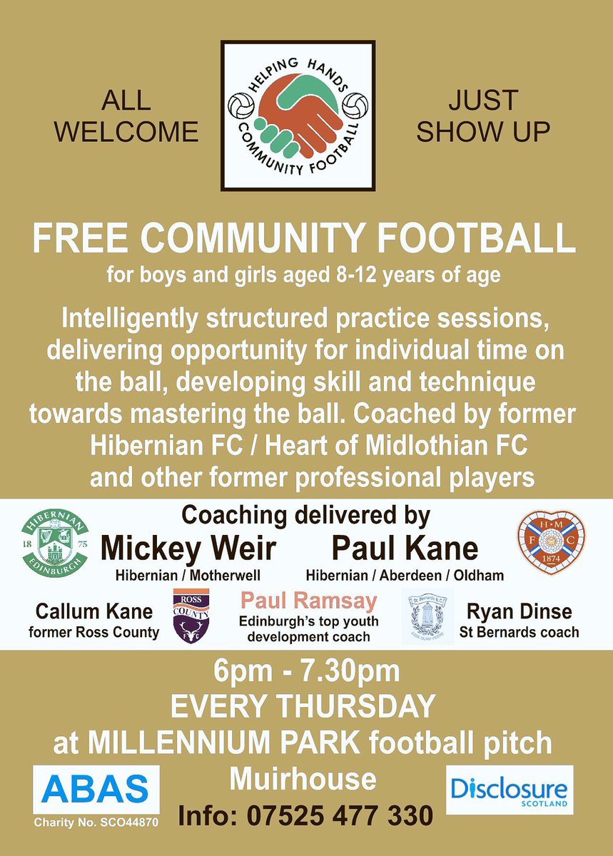 EdiHelpingHands's tweet image. Thursday 👀
#NorthEdinburgh Free ⚽️ Practice for all Boys &amp;amp; Girls 8-13yrs of age.

It won't hurt you to RT this  tell your Followers to #Help