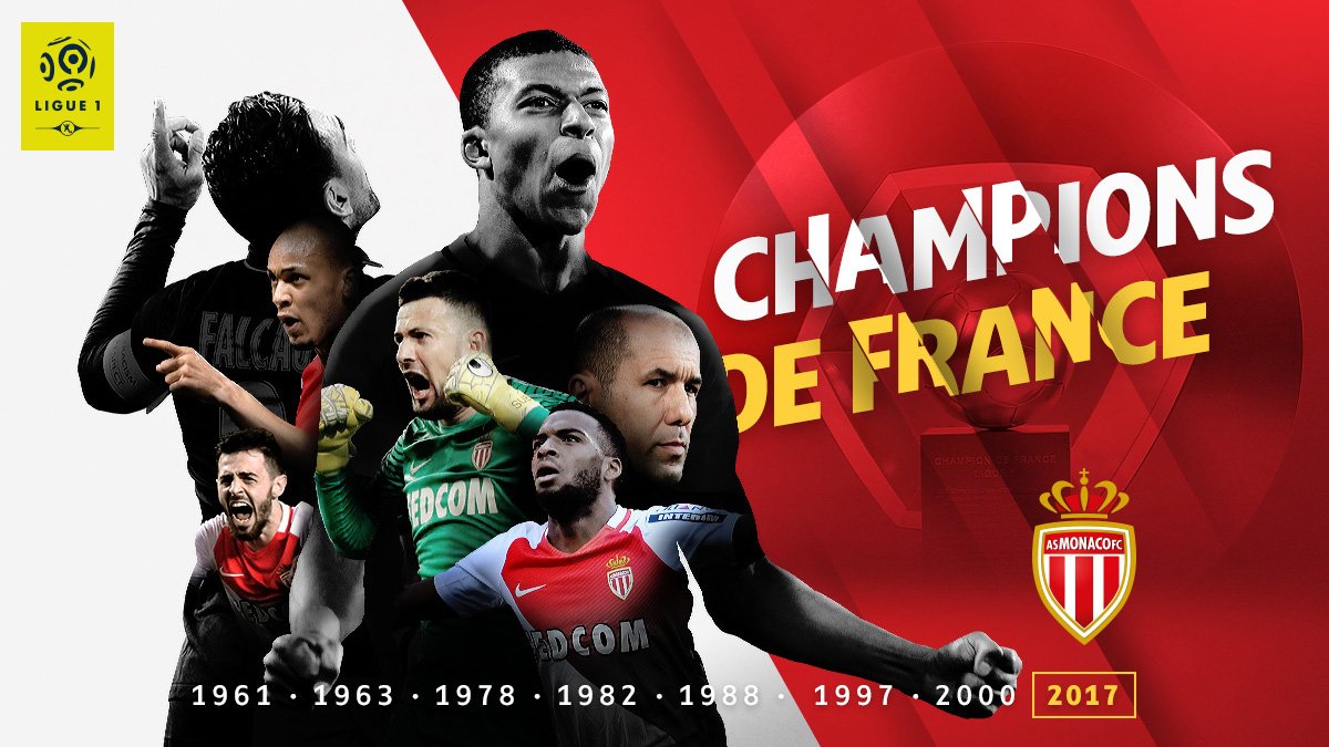Ligue1's tweet image. Les Princes remportent le titre ! 🏆🌟👏
#ASMonacoChampi8ns