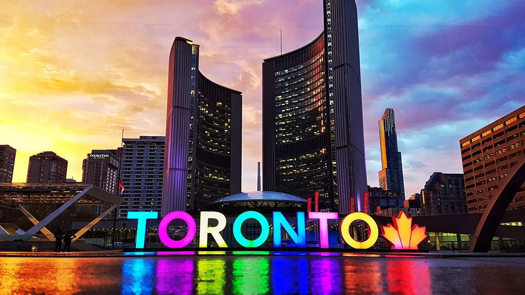 The 3D maple leaf on the Toronto sign has 