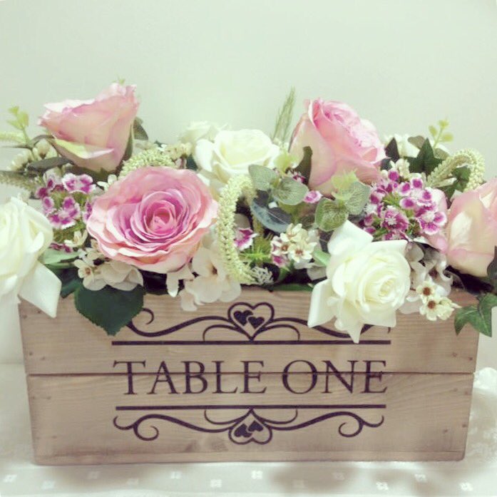 Evening #weddinghour A wet Wednesday here. One of our table number crates filled by <a href="/flowers_am/">AM Flowers</a> to brighten the day!