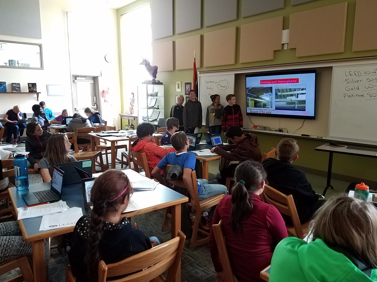 LMS_6thGrade's tweet photo. LMS students share findings on LEED certified construction comparing &amp;contrasting LMS with NOLS Wilderness Institute tied to sustainability https://t.co/8XmNcg80X3