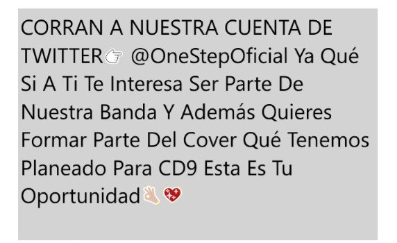 HermanasCoders5's tweet photo. ⚠SI TE GUSTA CANTAR ESTA TU OPORTUNIDAD, SIGUENOS EN TWITTER E INSTAGRAM👉 @OneStepOficial PARA MÁS INFO.💖👌 https://t.co/WhPlG0q0ta