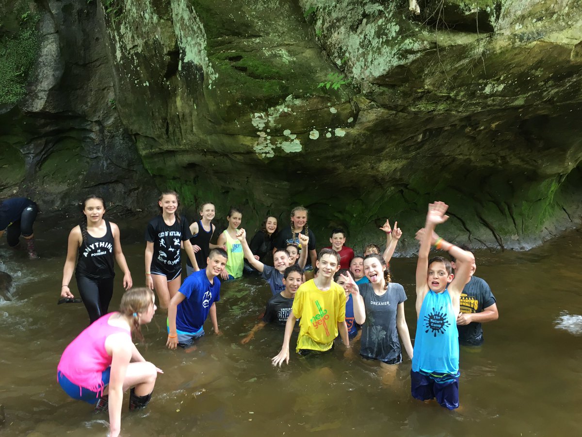 Grizz747's tweet photo. What do you do on a hot day at camp? First a little canoeing and then you cool off in the creek. #funday #hornetpride https://t.co/jVk17H6d7f