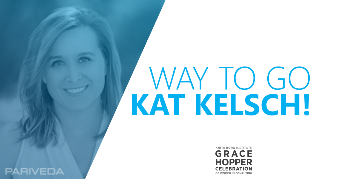 Pariveda_Inc's tweet photo. Help us congratulate Kat Kelsch! Kat was invited to speak at the Grace Hopper Celebration on using the Cloud with IoT Batteries @GHC #GHC17 https://t.co/Bn31Jz3vWV
