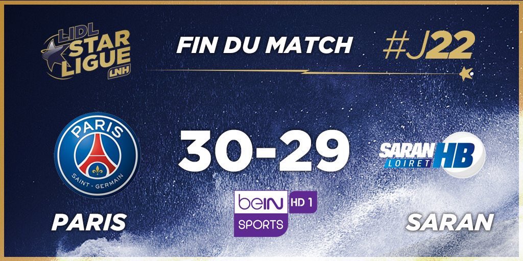 OrleansSports's tweet photo. #Handball
SARAN PROCHE DE L'EXPLOIT
Enorme match du @Saran_Loiret_HB qui a fait longtemps jeu égal avec lE PSG mais s'incline au final 30-29 https://t.co/rUDLmgywC2