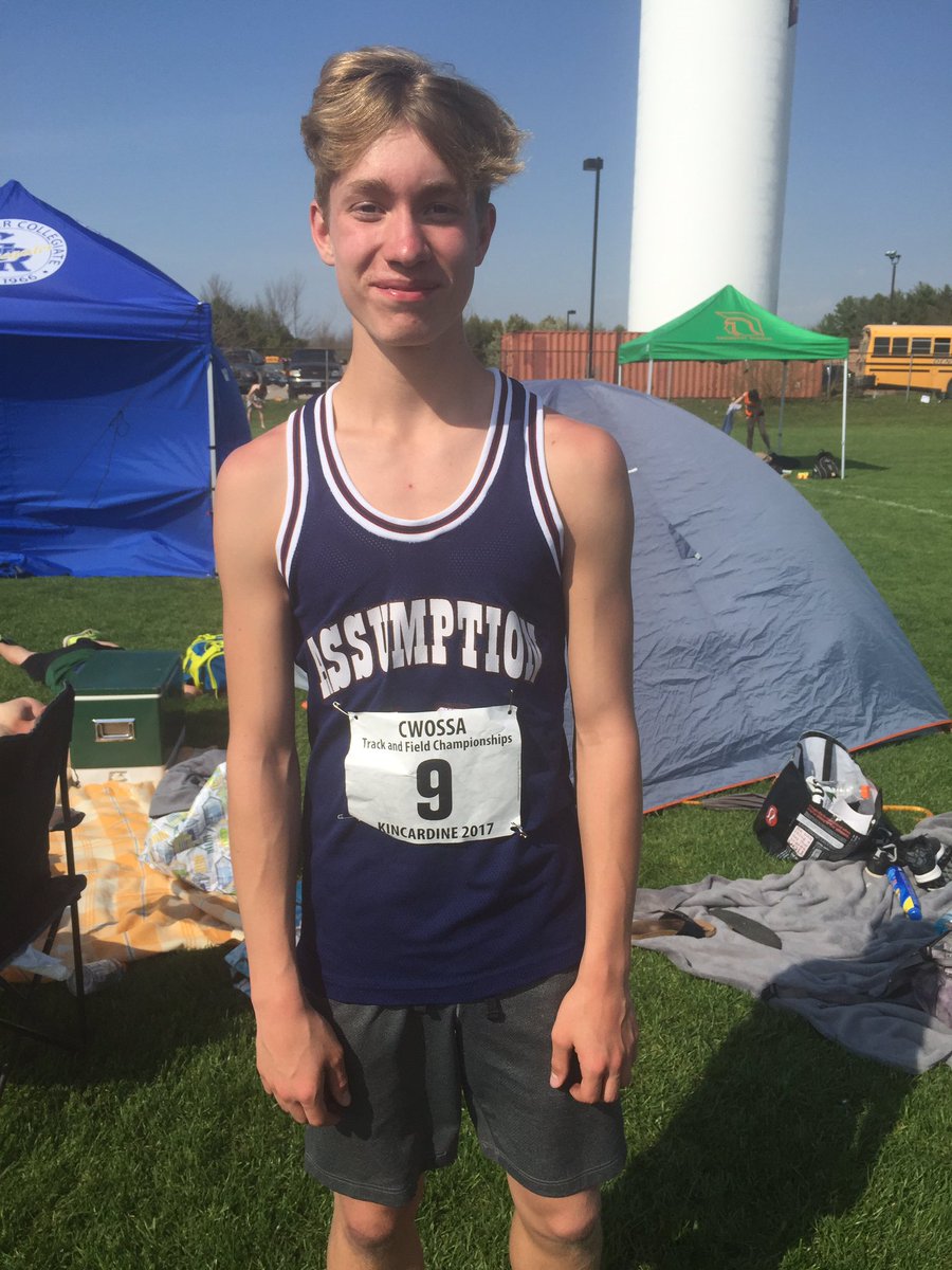 MsWillsher's tweet photo. @assumptionlion Ryan Goulding takes fifth in 100m hurdles and advances to @OFSAA west! https://t.co/cw0KoDtSeT