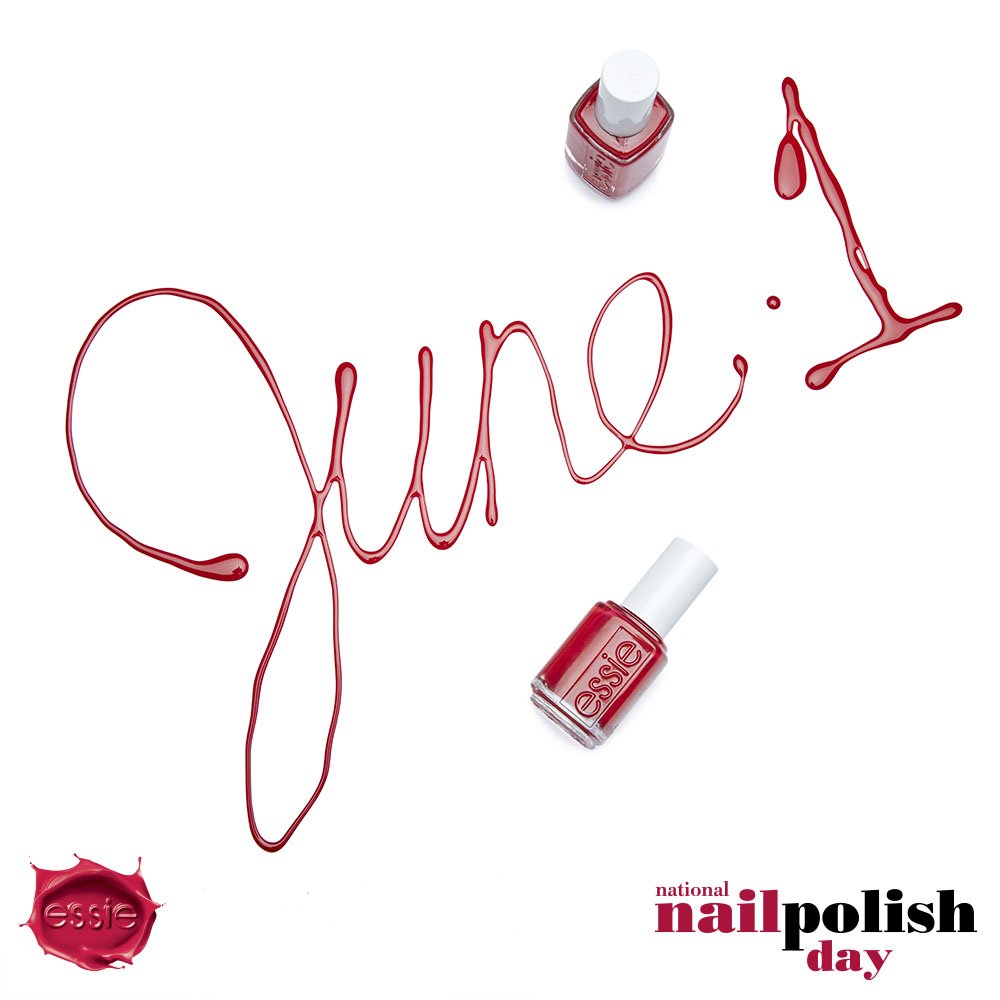 essie's tweet photo. the FIRST ever #nationalnailpolishday is just two weeks away on june 1st! the mani pressure is real. what mani will you rock? #essielove https://t.co/tJq6RFsQyG