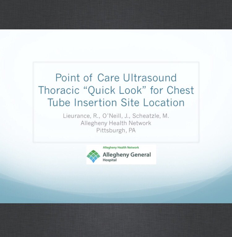 MattG_MD's tweet photo. About to place a chest tube? Consider using #ultrasound to make sure you're not about to hit something you didn't want to! #POCUS #SAEM17 https://t.co/kW50P5rJcK