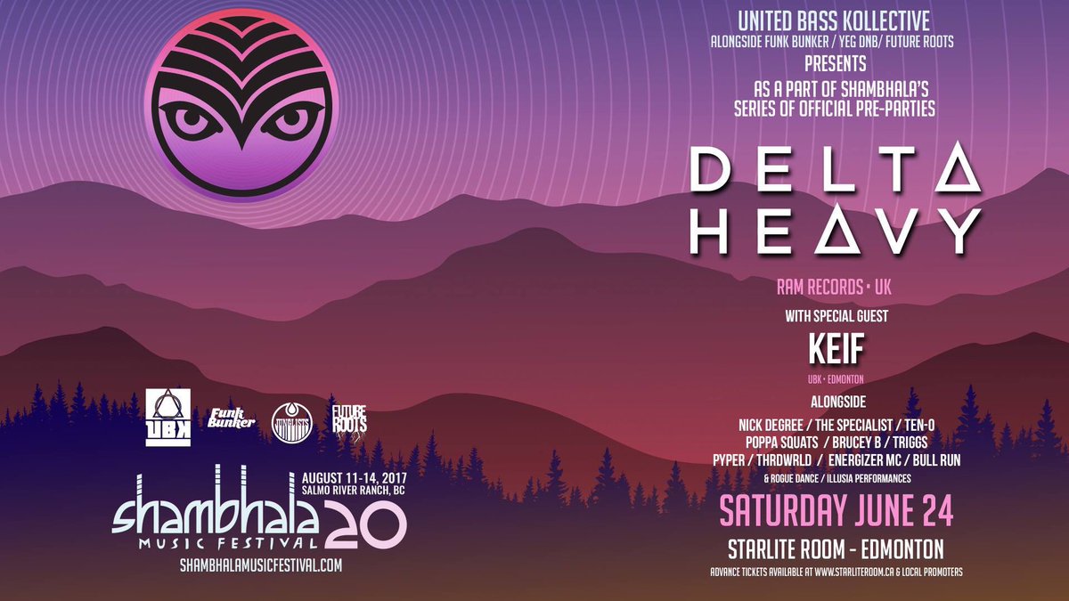 UpNorthNRG's tweet photo. Announced Today!!! @DeltaHeavyUK are bringing the 🔥🔥🔥Blessed to be hosting 🎤🙏🏼 #ubk #yegdnb #funkbunker #futureroots #shambhala #dnb #nrg https://t.co/eUjJCo3eaf