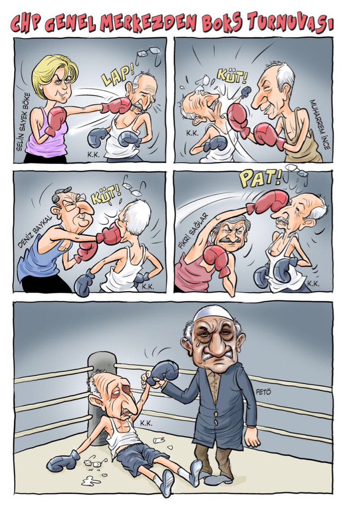 CHP'DE SON DURUMU KARİKATÜRLE BÖYLE ÖZETLEMİŞLER...