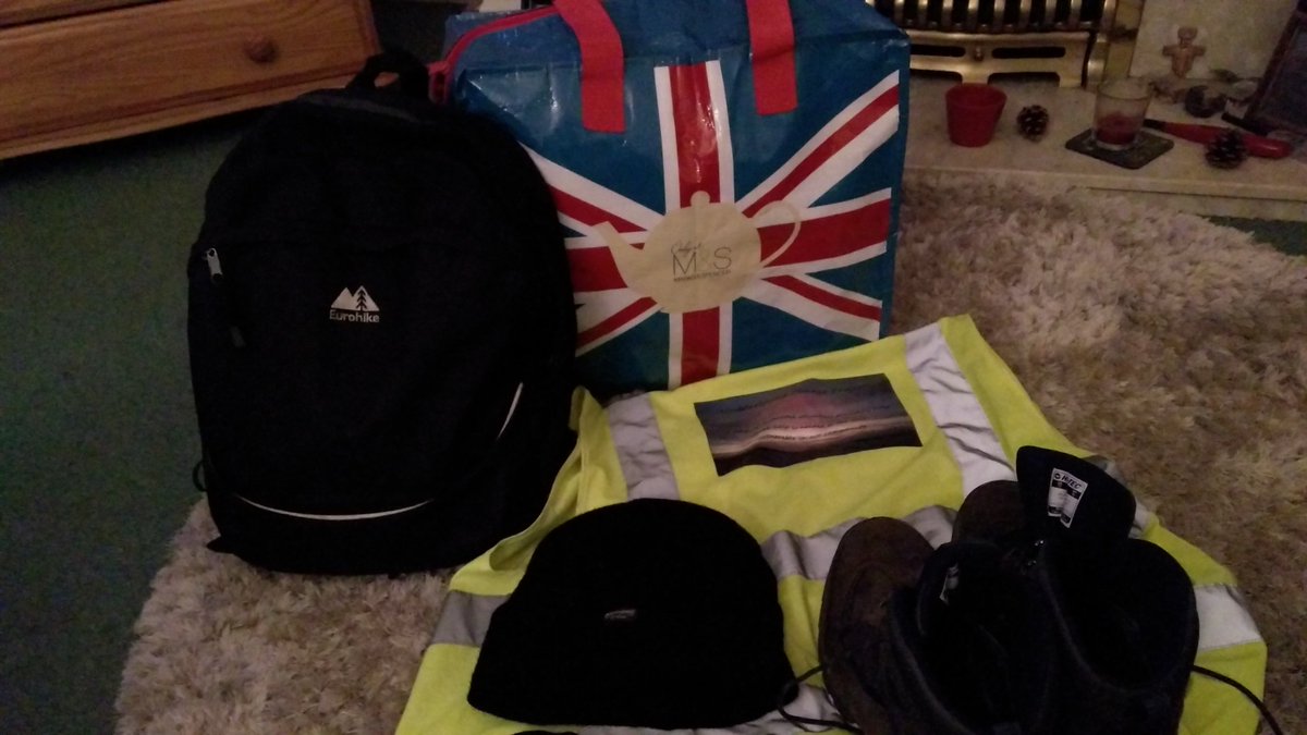 HCPKenno's tweet photo. 2 bags, Boots &amp; Hi Vis vest ready for 4:30am walk to town to leave breakfast wake-up packs for our rough sleepers. #TEAMHCP - Always here 💞 https://t.co/c5fdJZle74