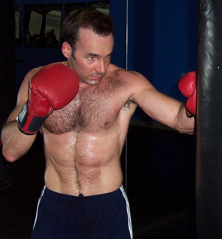 sweaty boxer workingout bag boxing bagwork cardio workout