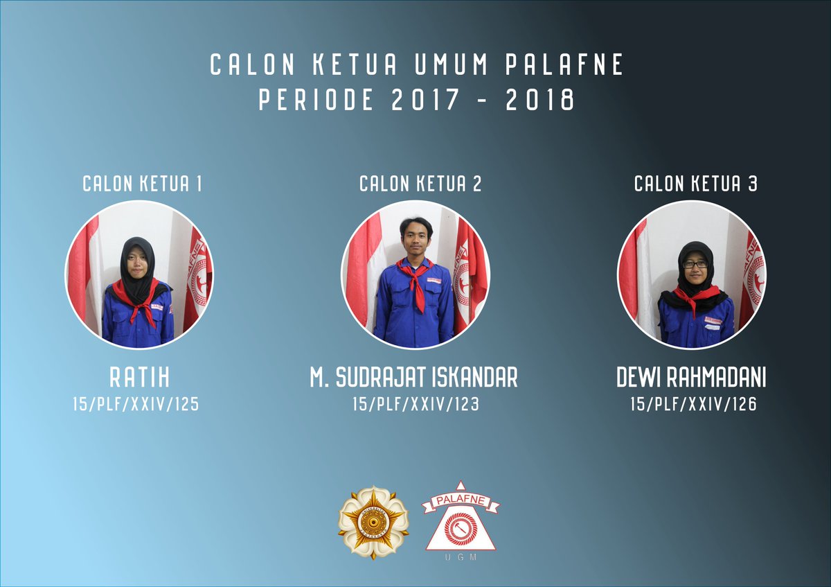 3 kandidat ketua umum palafne 2017/2018
Suksesi 22-23 Mei tempat di pak Pariman, cangkringan
Monggo semua hadir utk mensukseskan acara ini