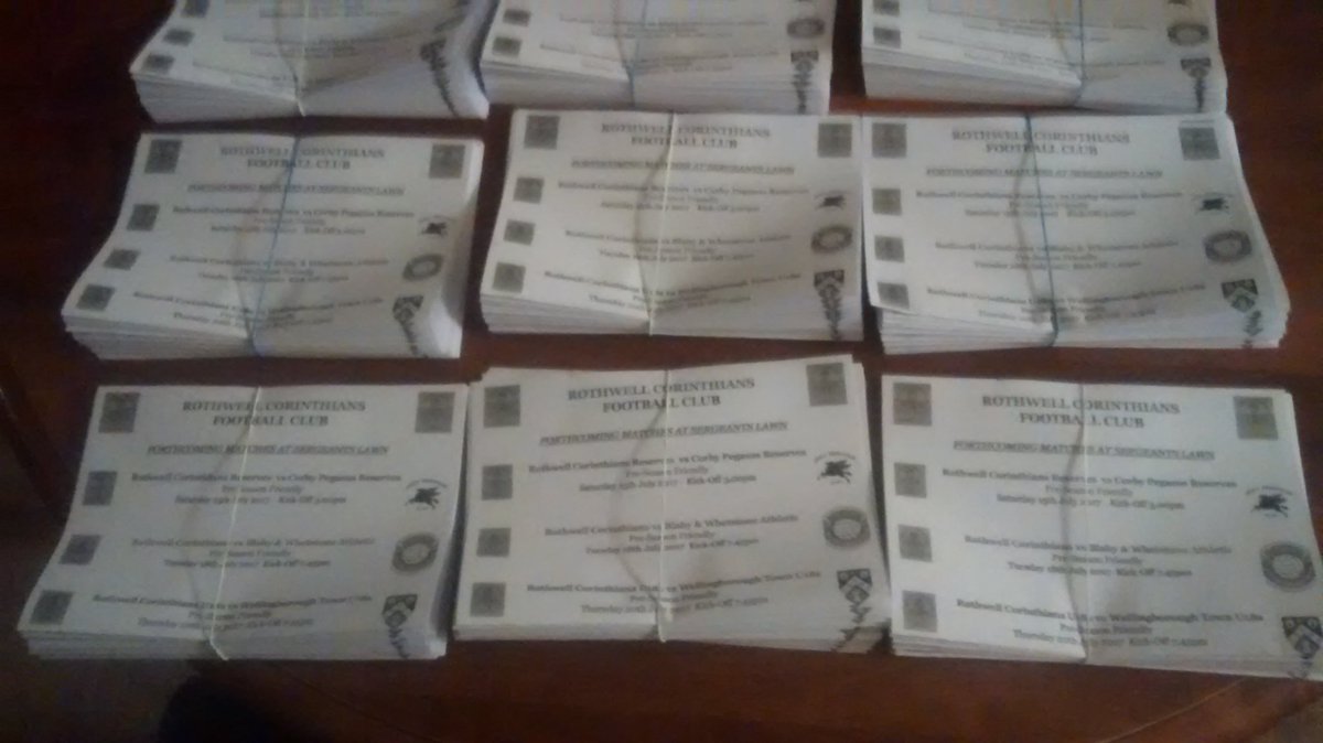 DavidRhinds's tweet photo. @RothwellCFC  PSF flyers ready for house delivery tomorrow. #Corinths #spreadtheword https://t.co/Lc3jGLiM8e