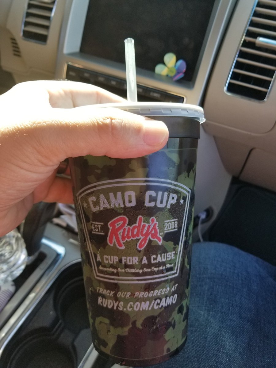 Go get a camo cup from @rudysbbq All month the proceeds from #CupForaCause will go to support a military organization like @VeteranOutdoors