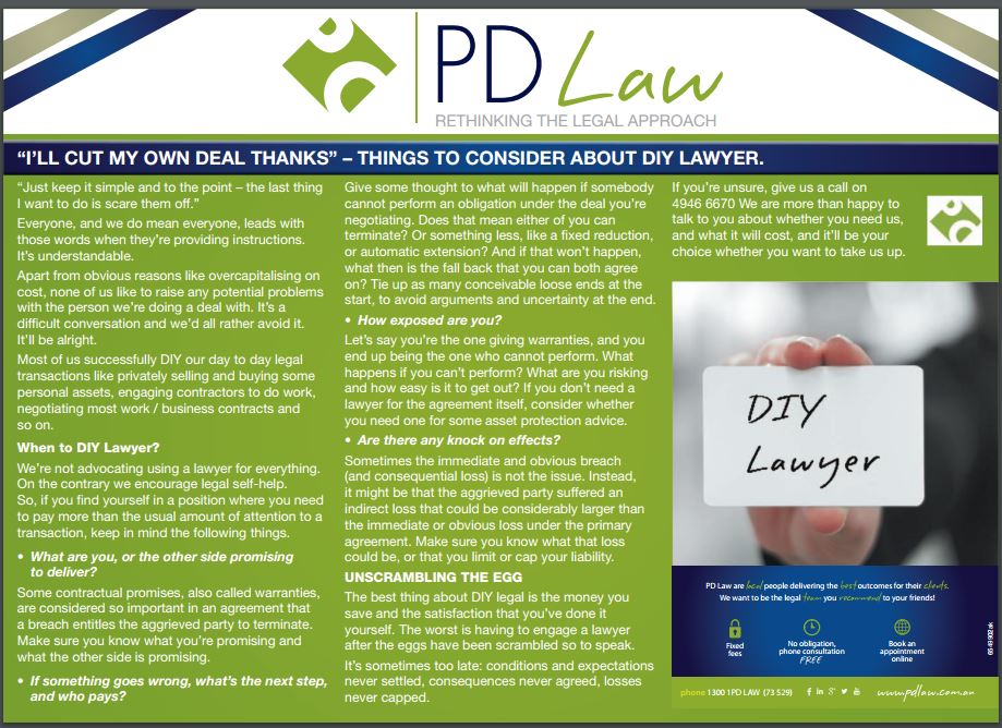 Do you DIY #lawyer? - Things to consider if you do - read more by selecting the link here pdlaw.com.au/diy-lawyer #lawyerup