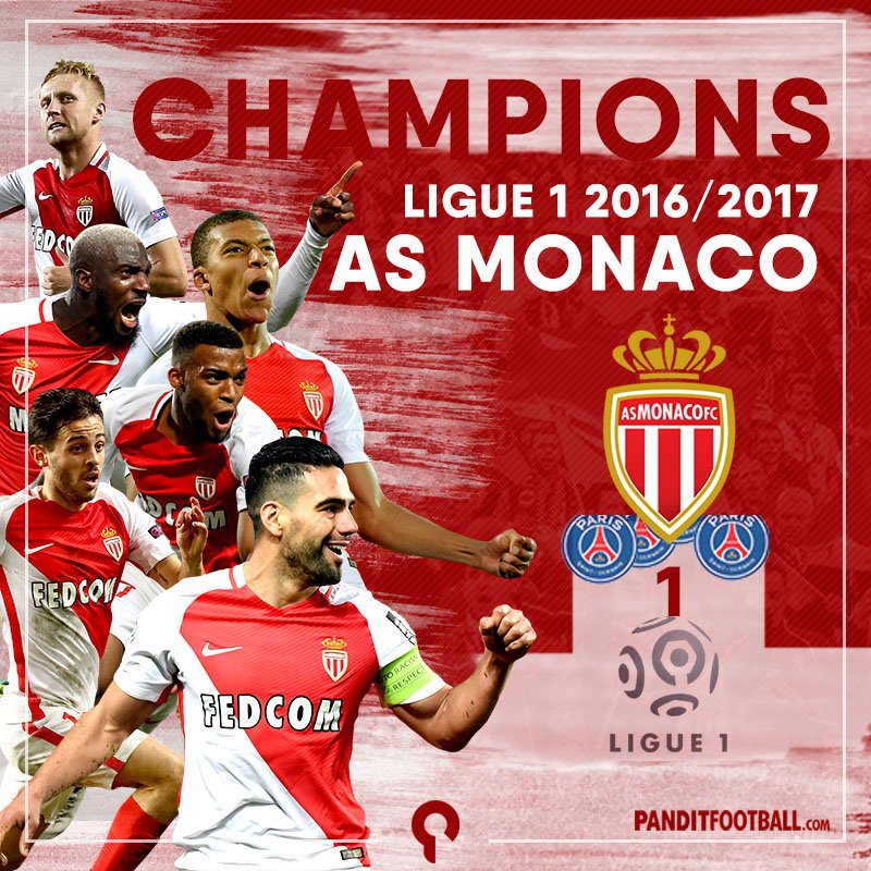 FT #Ligue1 Monaco 2-0 St. Etienne (Mbappe 19', Germain 90'). <a href="/AS_Monaco/">AS Monaco 🇲🇨</a> Juara <a href="/Ligue1_ENG/">Ligue 1 English</a> musim 2016/2017 🏆