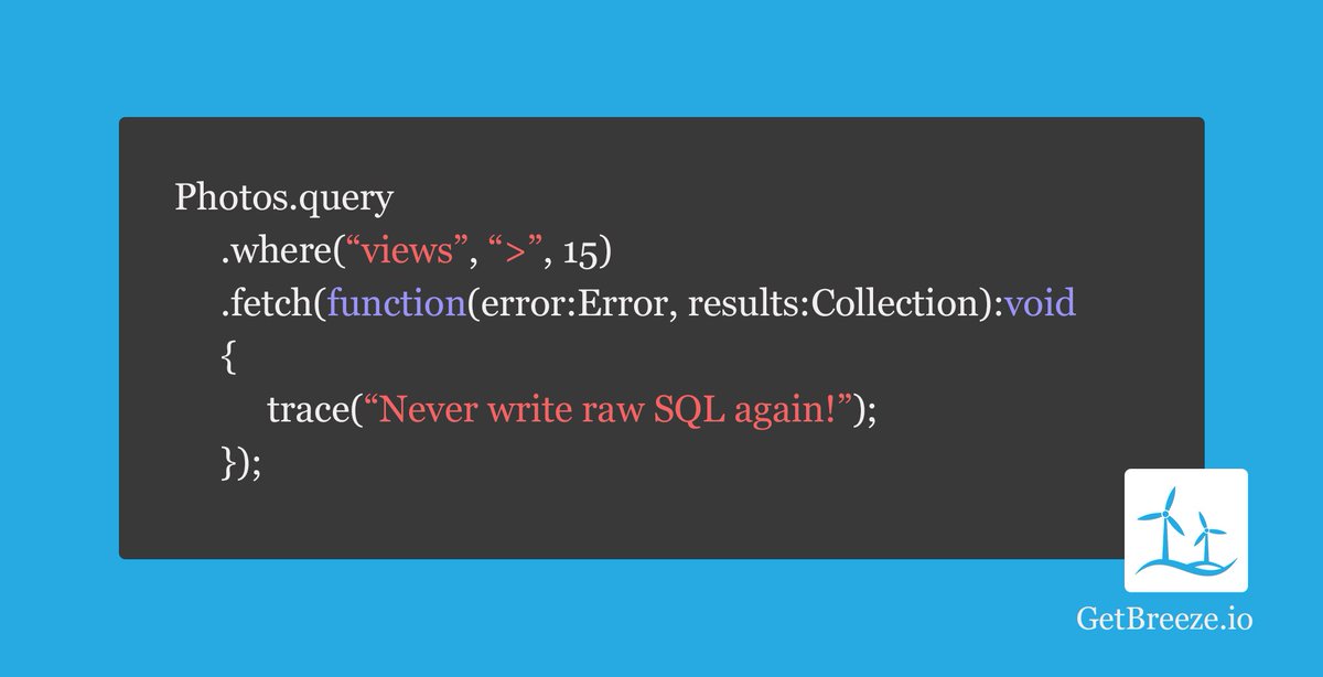 Never write raw SQL again when you use BreezeDB's built-in ORM. Learn more at buff.ly/2qwuNqZ.