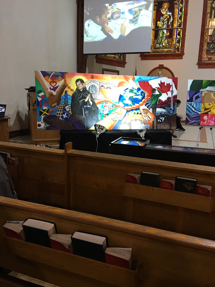 stpaschal_tcdsb's tweet photo. Year of the Parish mural! Well done SPB. Many thanks to Eric Tigley our artist who assisted in the creation of this beautiful painting. https://t.co/sKj5gblo3v