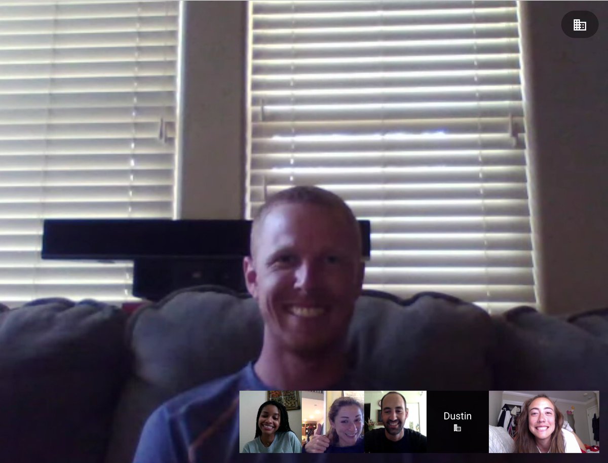 SamSport12's tweet photo. The first Research Group Hangout, set up by @mentalcoachmorg ! Working hard on our theses @Akasia_JRiggins @dustin_venz @TheRoadLessRun https://t.co/97i0YAEal0