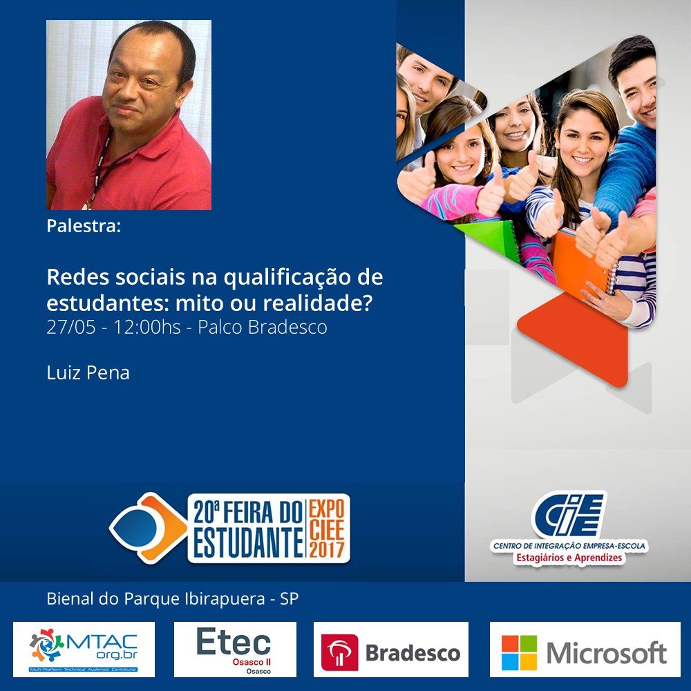 LuizPena's tweet photo. Todos convidados! @paulasouzasp #FeiraDoEstudante #MTAC #EtecOsascoII #MSP https://t.co/XPLXpzDad9