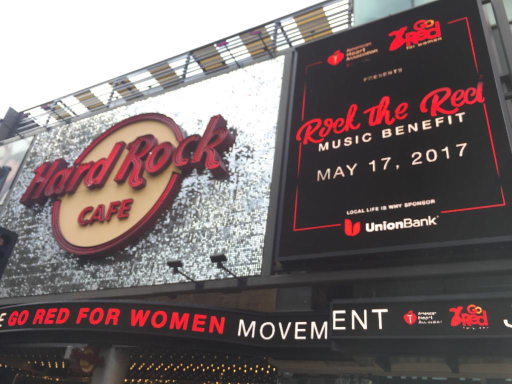 AHACalifornia's tweet photo. Hollywood goes RED! Just a few more hours until Rock the Red with All-4-One and Band From TV. #RockRedLA #GoRedLA @UnionBank https://t.co/TziAUwvM8Q