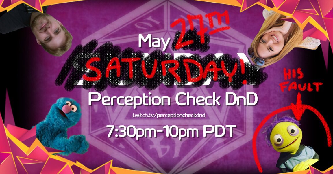 dannymontooth's tweet photo. @CucumberLives Ruins everything. Stream will now be Saturday the 27th!
@PCDnD #perceptioncheckdnd #dungeonsanddragons #dnd #twitch https://t.co/vuzj3CERSF