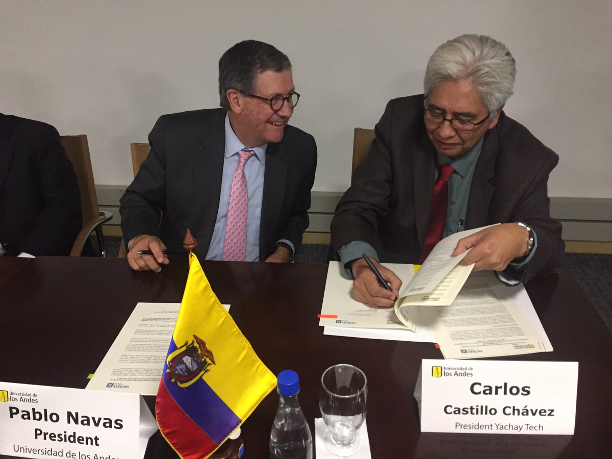 <a href="/Uniandes/">Uniandes</a> y #YachayTech firman convenio para la trabajar juntos en Ing. Biomédica, nanotecnología y biodiversidad #CienciaEnLasAmericas