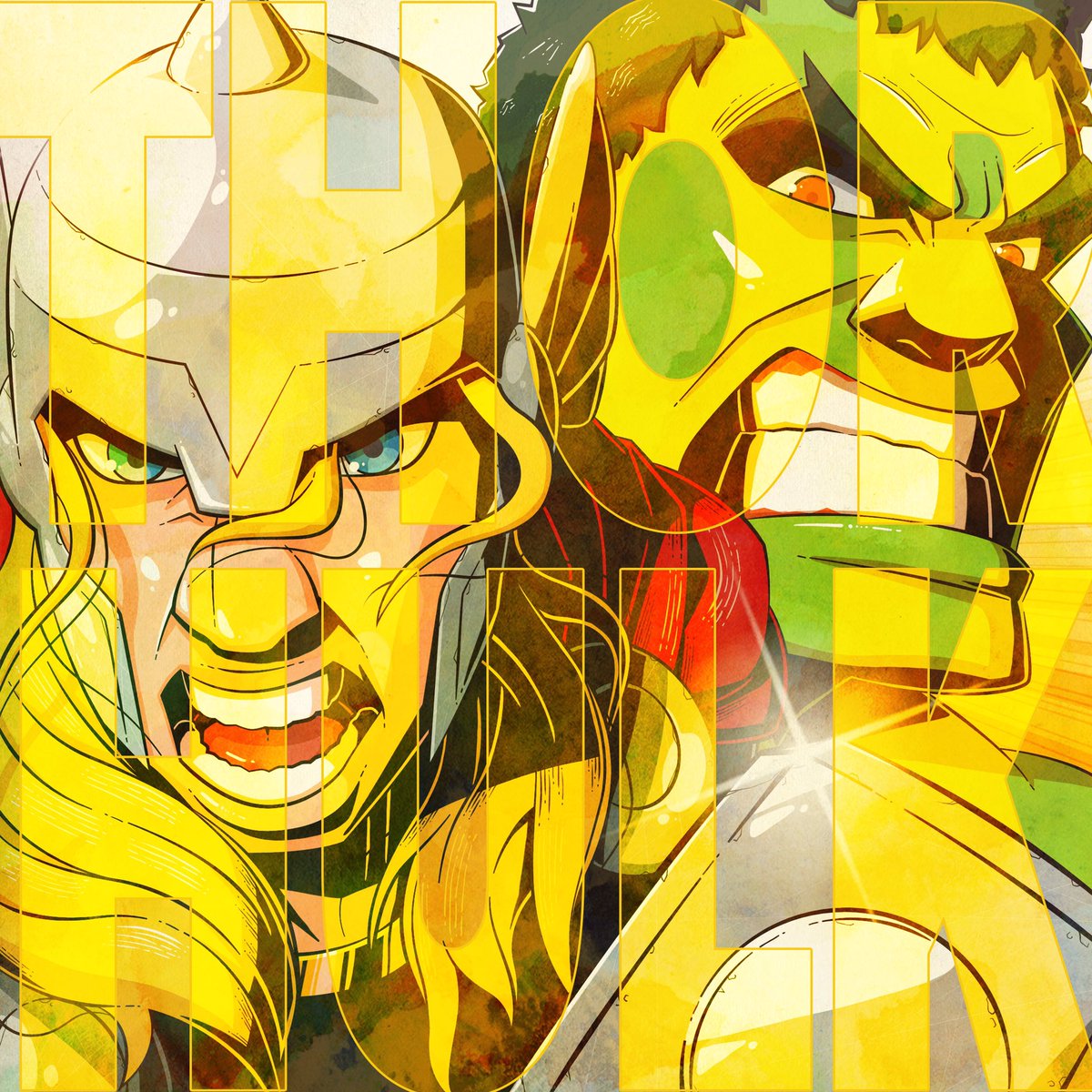 Rob ロブ 神様と超人 Thor Hulk Marvel Hero Comic Illustration Art Drawing Paint Fanart マイティソー ソー ハルク マーベル ヒーロー アメコミ イラスト アート 絵 ファンアート T Co Po2aslzdll