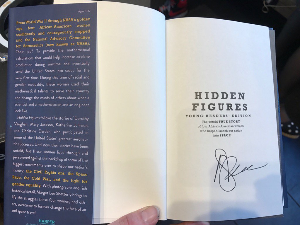 MaspethHSLib's tweet image. This copy of Hidden Figures is going into the MHS collection!Drop in &amp;amp; check it out.Signed by Margot Lee Shetterly