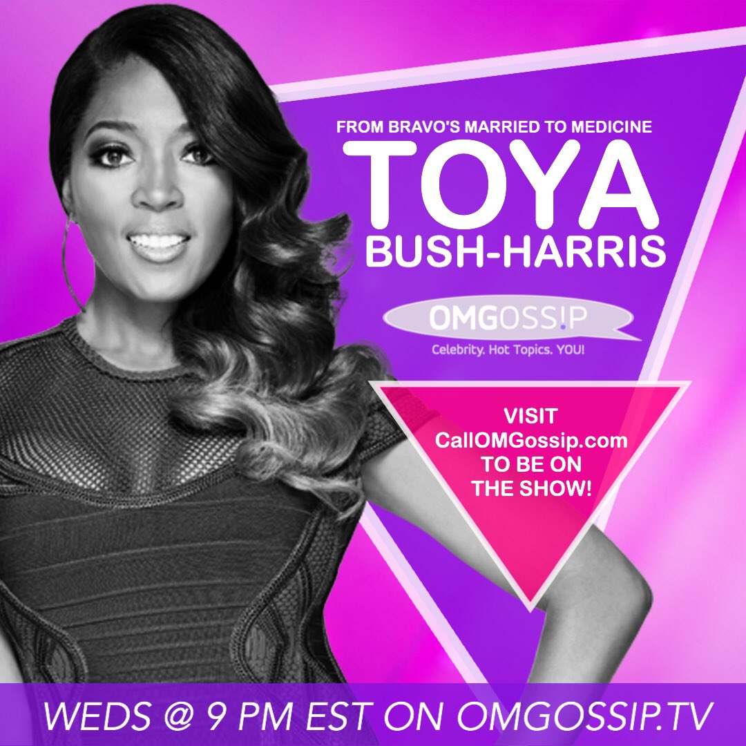 OMGossipTCA's tweet photo. Catch  Bravo's own @Tweet_Toya on #OMGossip tonite LIVE @ 9 PM ET for #HotTopics talk w/ host @jeremy_hassell only on #omgossip.tv! https://t.co/voZfy3V3Y8