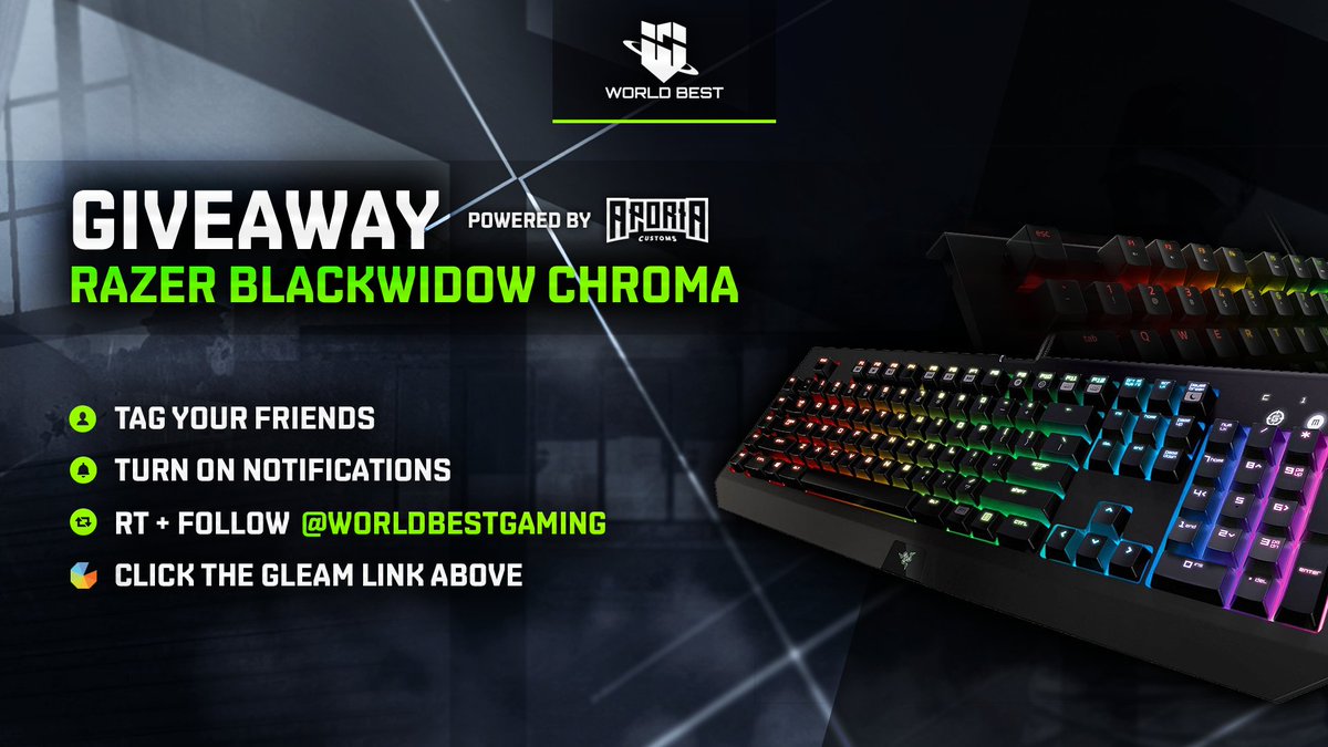 WorldBestGaming's tweet image. #Razer BlackWidow Chroma #Giveaway
-Tag Your Friends
-RT, &amp;amp; Follow @WorldBestGaming
Click Here: goo.gl/ASIHKD