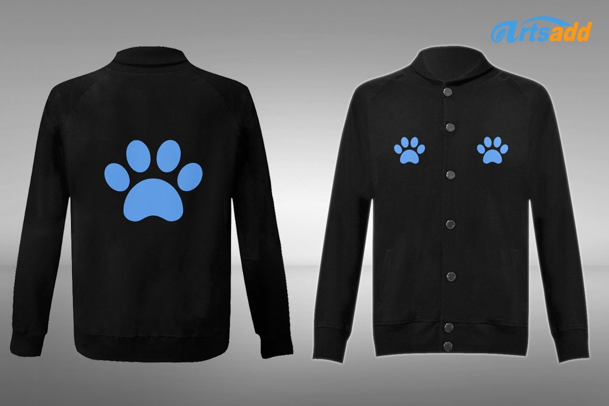 Blue paw pattern and black background color! paw Women's Baseball #Jacket (Model H12) by Abstractinspirations bit.ly/2rsHtiL