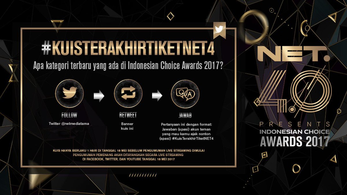 Yang mau tiket NET 4.0 mari merapat karena ini KESEMPATAN TERAKHIR kamu untuk mendapatkan tiketnya!  #KuisTerakhirTiketNET4