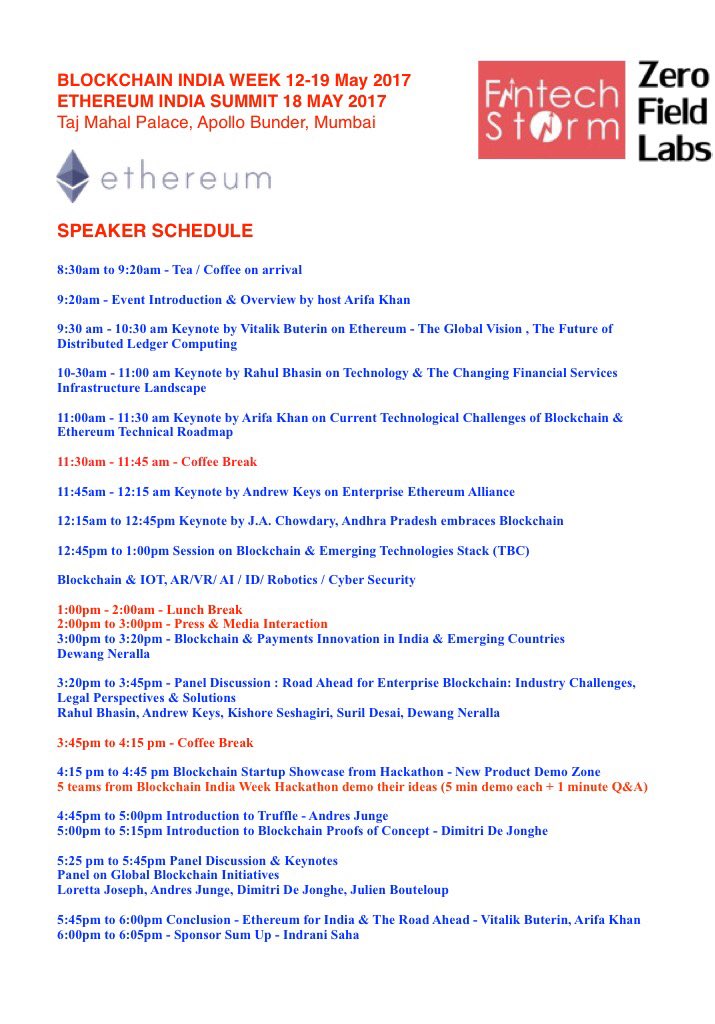 FintechStorm's tweet photo. Join us at #BlockchainIndiaWeek flagship #Ethereum Summit today in Mumbai! 18 May https://t.co/dMSQorJ1qT https://t.co/AI7Ktlouh8