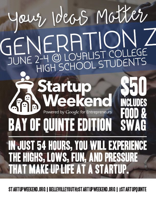 Ryan_r_Williams's tweet photo. Start-up Weekend #BayofQuinte June 3,4!  Sign up now! https://t.co/Byp8o1dhrq  #StartupQuinte #StartupCanada #Startupweekend @LoyalistColle… https://t.co/BLtJelVzu7