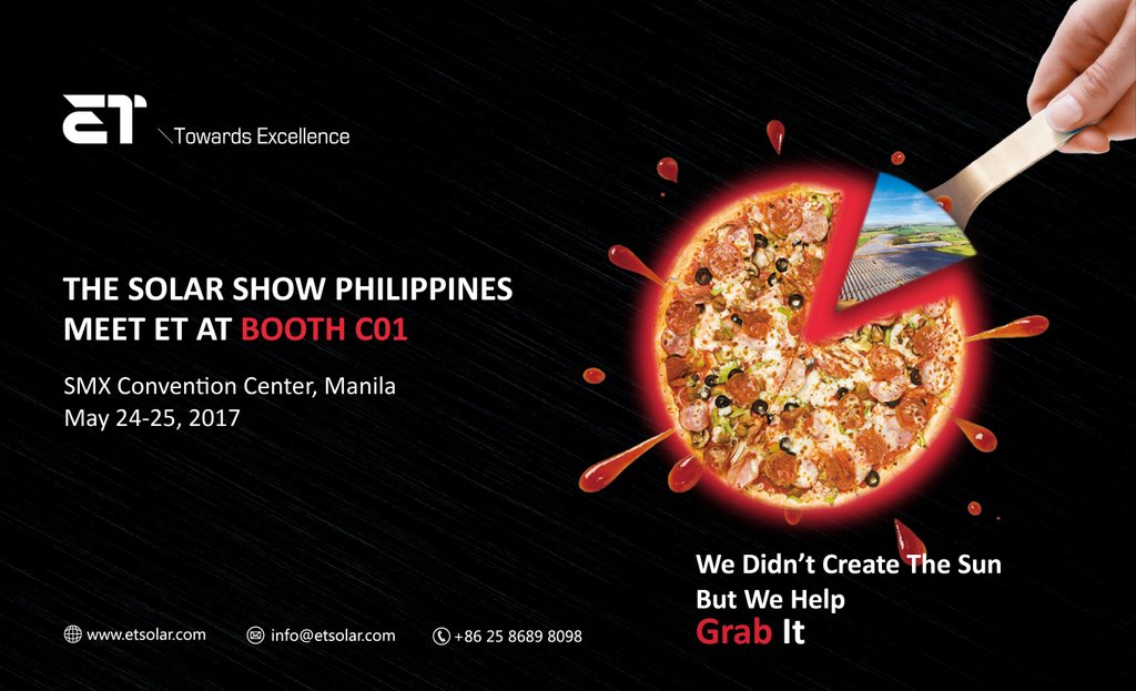 ETSolar's tweet photo. THE SOLAR SHOW PHILIPPINES,May 24th—25th, ET Energy looks forward to meeting you in booth CO1 , SMX Center, Manila,
#solarenergy #solarpower https://t.co/VpKgy0Drlq