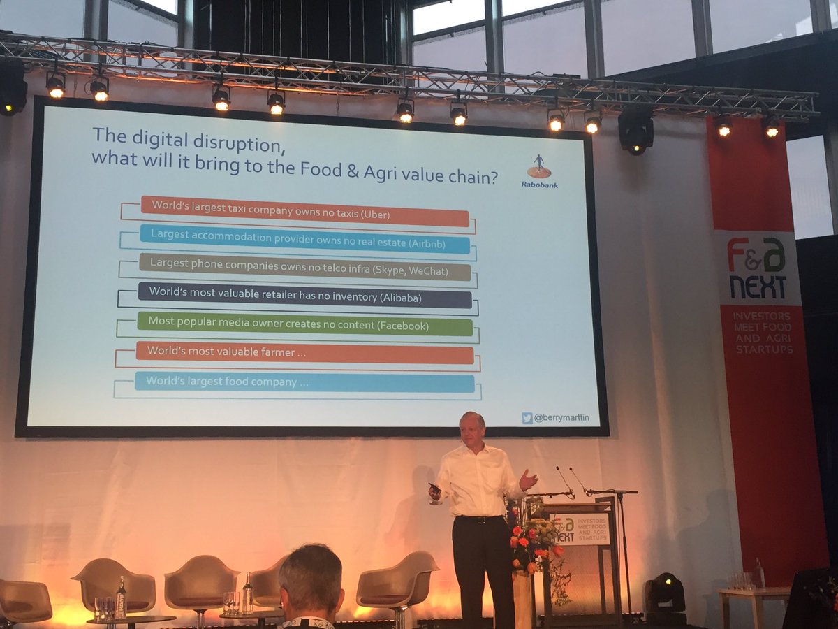 marjanvanriel1's tweet photo. @BerryMarttin asks who will be the Uber in F&amp;A #fanext. What will digital disruption bring to this sector? #bankingforfood #rabobank https://t.co/mikb55HvyQ