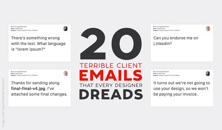 CGfrogOfficial's tweet image. Emails From Horrible Clients That ...
» bit.ly/2quVgHF
 #ClientVsDesigner #DesignHumor #DesignerVsClient #DesignersLife