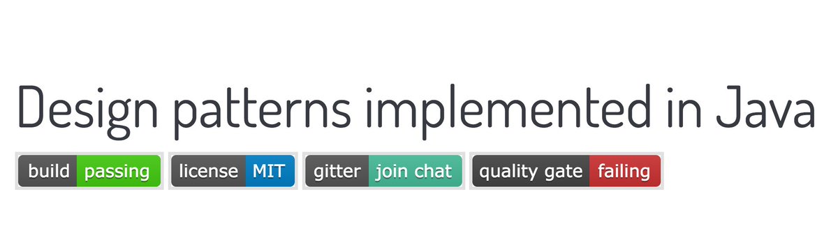 java's tweet image. Get started with design patterns implemented in #Java 

github.com/iluwatar/java-…