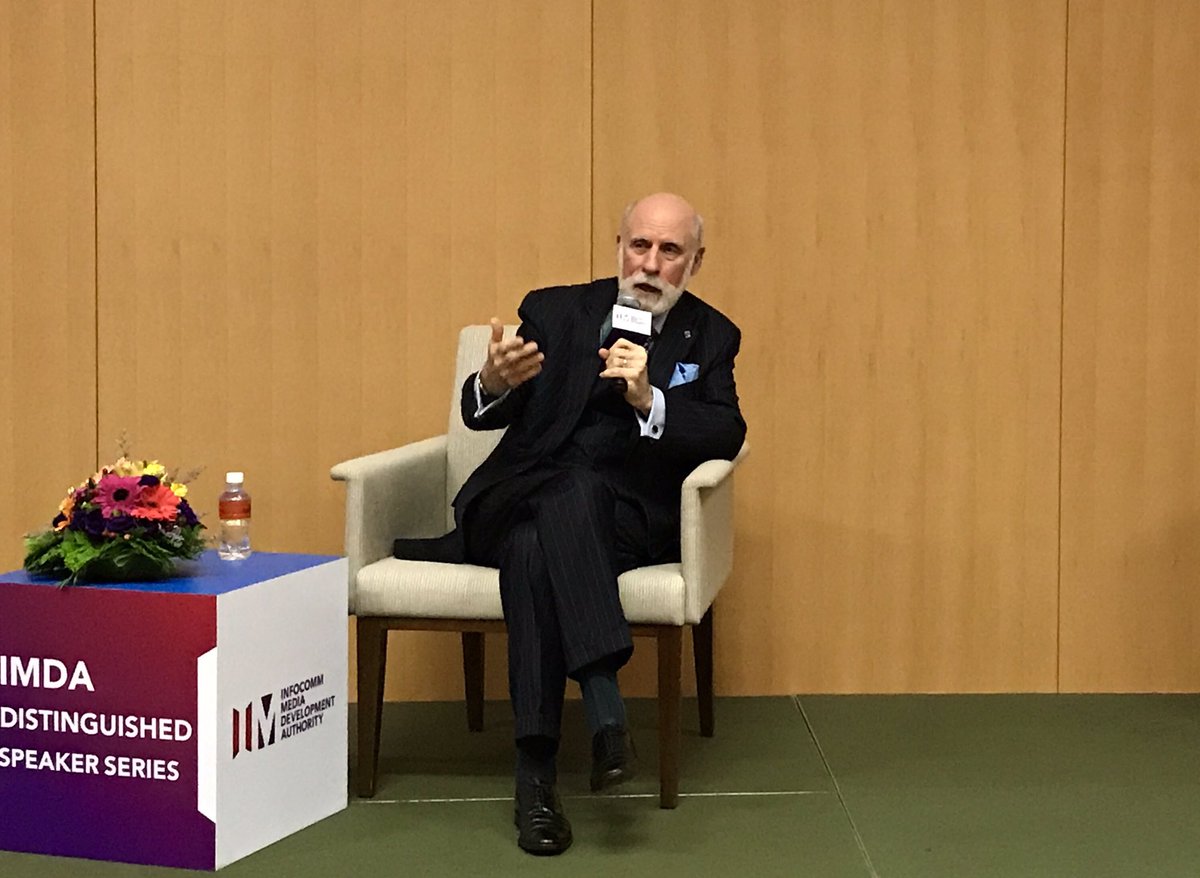 jana_zet's tweet photo. Great session with @vgcerf at #IMDAdistinguishedSpeaker event. Thank you @IMDAsg! #FatherofInternet https://t.co/xs844xkICo