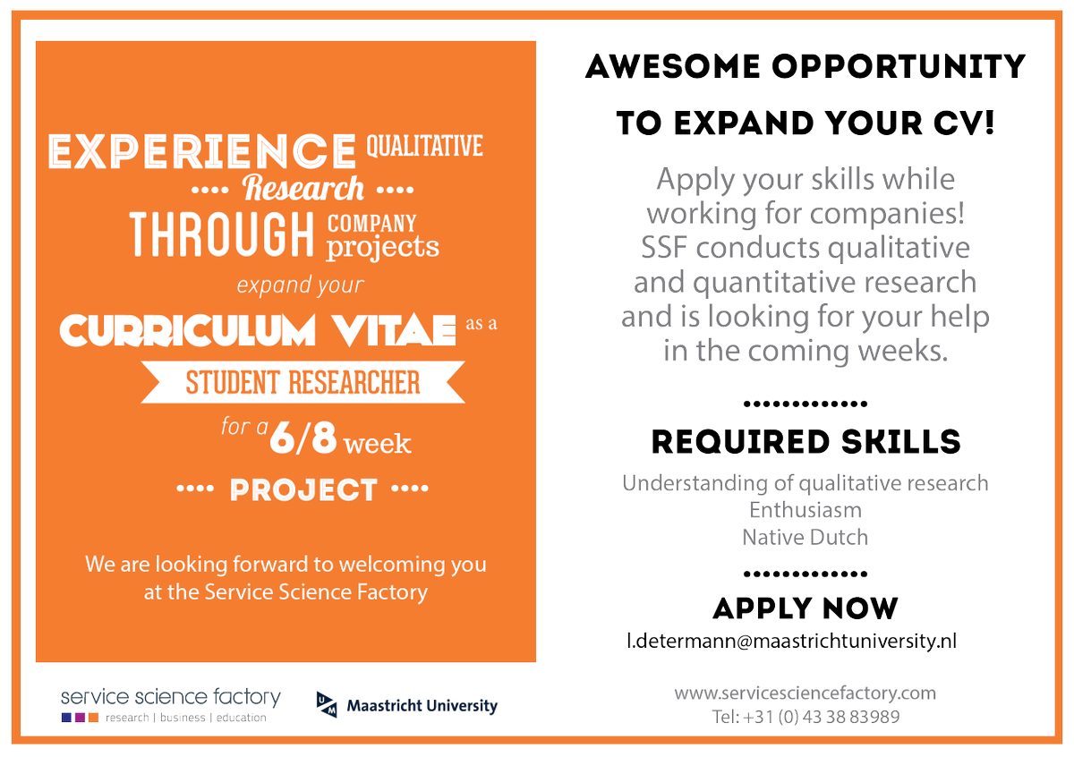 servicesfactory's tweet photo. @umsbe students looking for a challenge? We need you! See the picture for more info. #curriculumvitae #experience https://t.co/DQqGFaRnWp