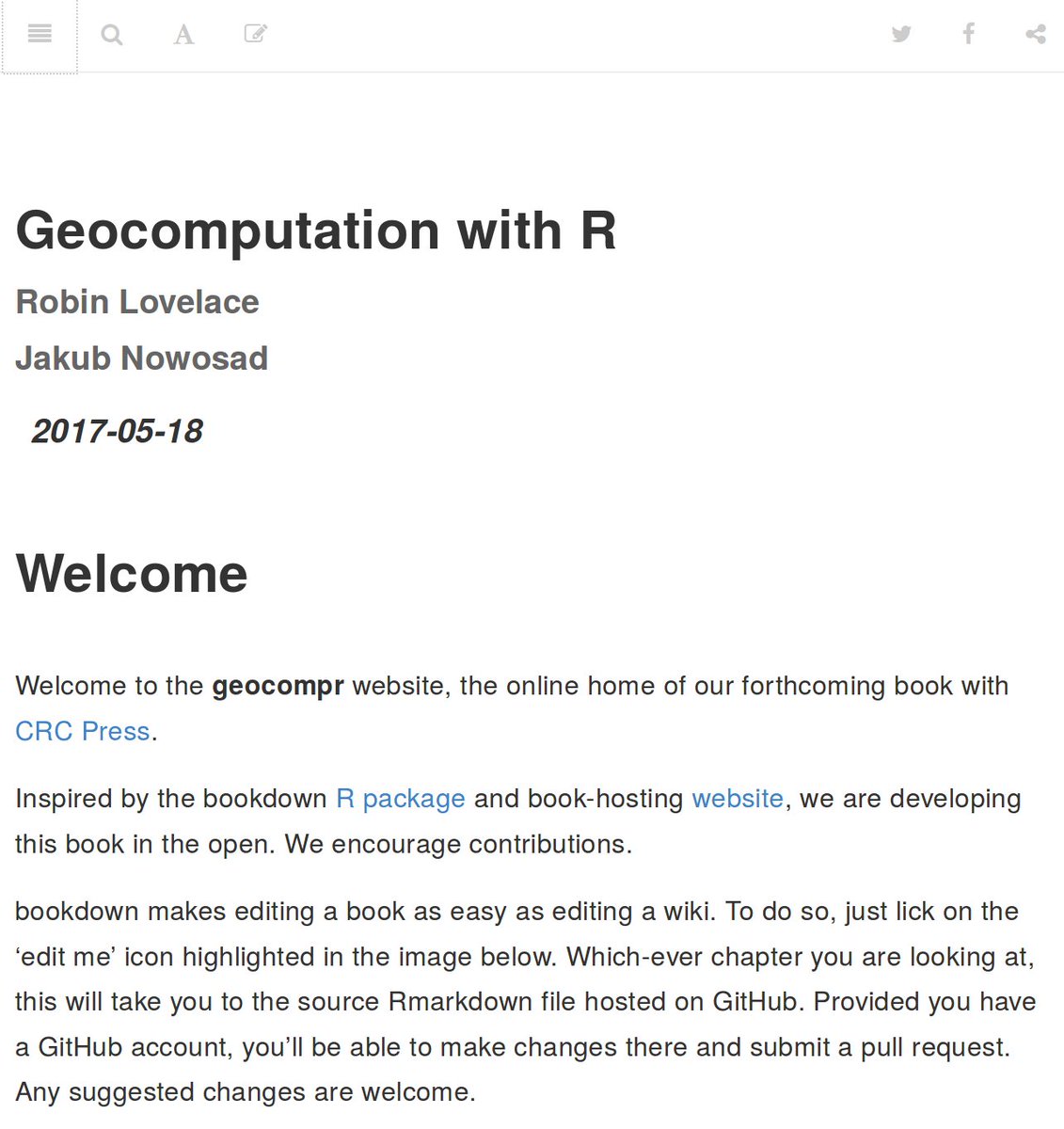 robinlovelace's tweet photo. Geocomputation with R book project with @jakub_nowosad now up 🎉 Contributions/suggestions welcome: https://t.co/QD1GjiVtP9 https://t.co/Mi5SUalZgJ