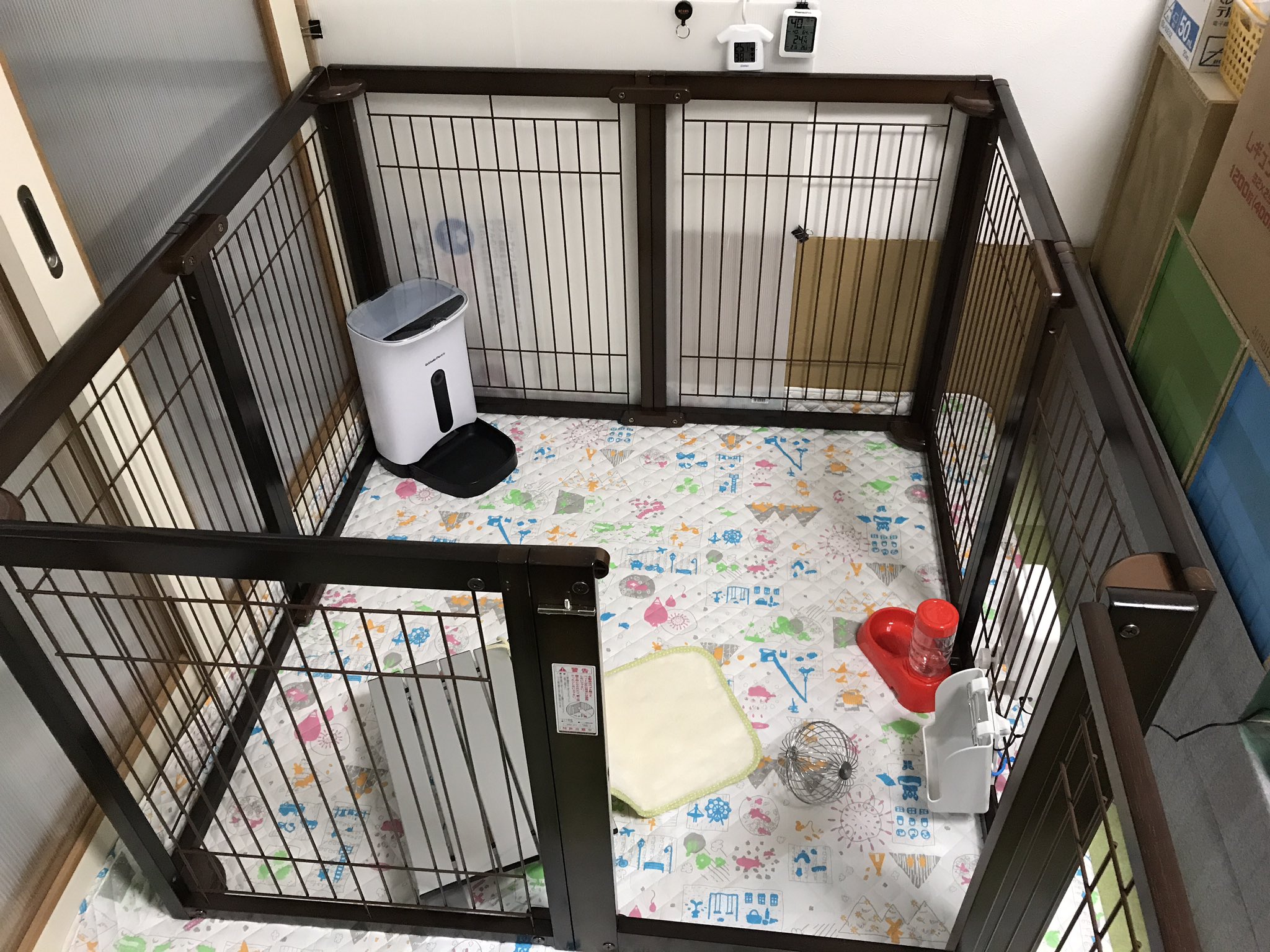 グランツ うさぎアカ Twitterren ウサギのケージより先にペットサークルを配置 広さ重視でコレにしたけど 柵は３４ｍｍくらいの隙間なので 脱走対策としてホームセンターで焼き網を重ねて装着予定 外寸１２５ｃｍ高さ８０ｃｍ 商品 キンタロー キーヌス 犬用