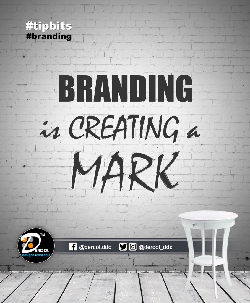 Dercol_ddc's tweet photo. #Branding is creating a mark. Whatever we do leaves a trail, when done intentionally, that's a brand. #Tipbits #Dercol https://t.co/Bfz34lODjD