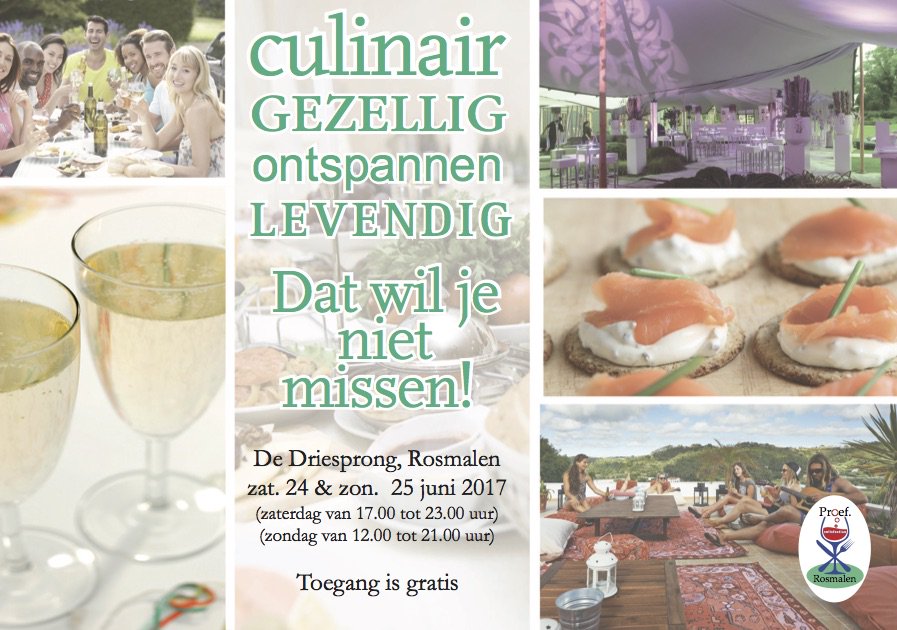 #ProefRosmalen 🍀 Een culinair event waarbij hapjes, drankjes én gezelligheid centraal staan. 24 &amp; 25 juni #Rosmalen:
fb.me/proefrosmalen